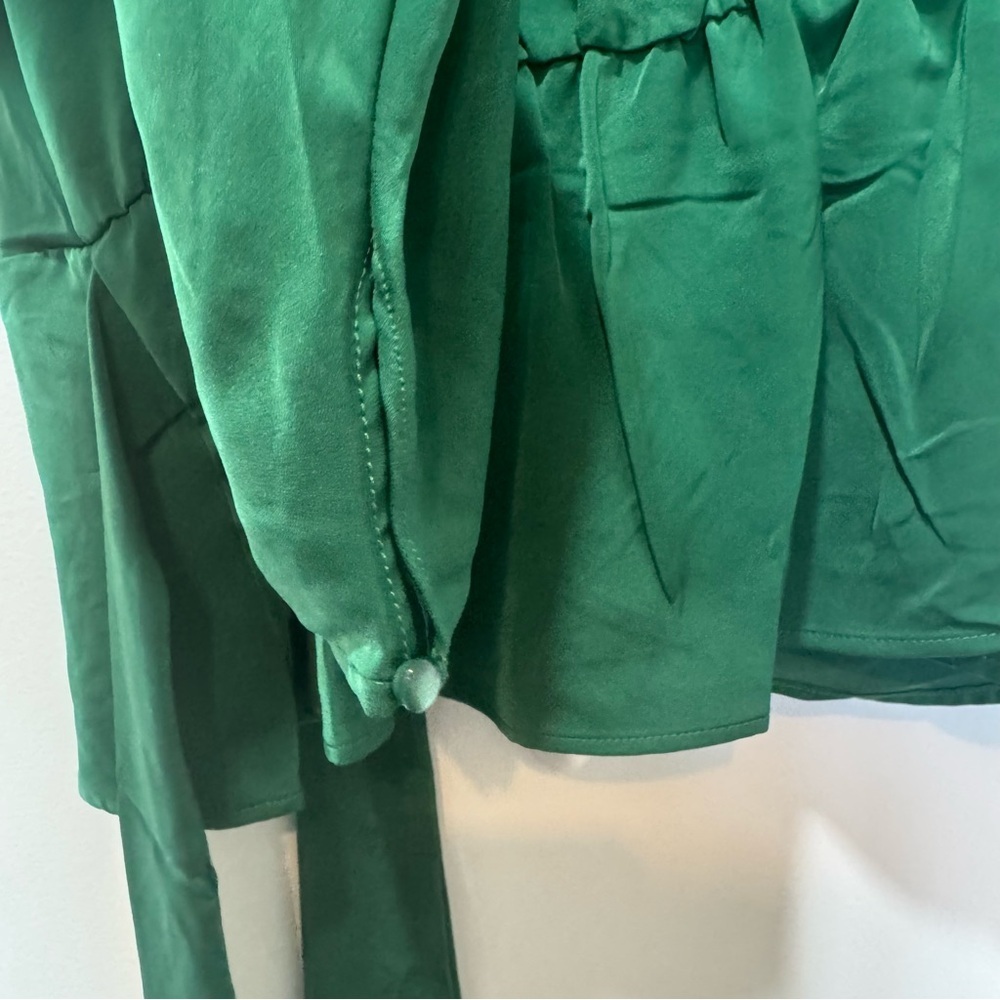 Adiva Emerald Green Wrap Blouse with Waist Tie | New with Tags - Picture 4 of 10